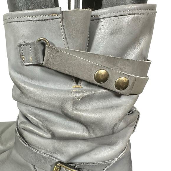 Eric Michael Women's Slouchy Leather Mid-Calf Boots Gray Buckle Strap Casual 10B - Picture 5 of 12